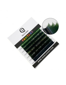 Ресницы OkoLashes Fantasy oмбре черно-зеленый С 0.1 7-12 мм