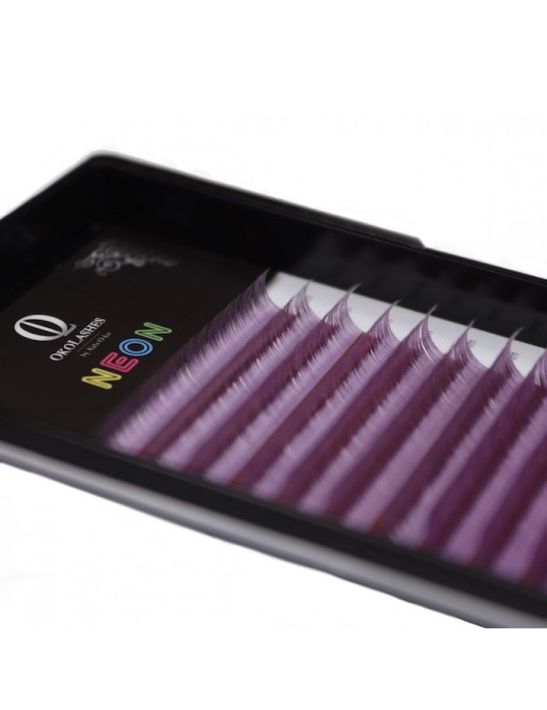 Ресницы для наращивания OkoLashes Neon Purple C 0.07 8-14mm