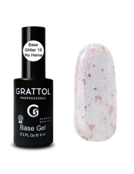 БАЗА ГЛИТТЕР каучуковая GRATTOL Rubber Base Glitter №19, 9 ml